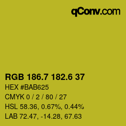 カラーコード: RGB 186.7 182.6 37 | qconv.com