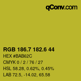 カラーコード: RGB 186.7 182.6 44 | qconv.com