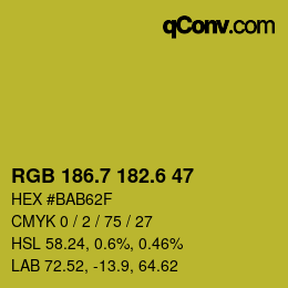 カラーコード: RGB 186.7 182.6 47 | qconv.com