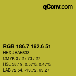カラーコード: RGB 186.7 182.6 51 | qconv.com
