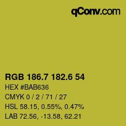 カラーコード: RGB 186.7 182.6 54 | qconv.com