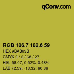 カラーコード: RGB 186.7 182.6 59 | qconv.com