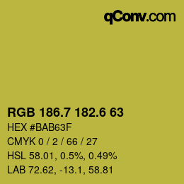 カラーコード: RGB 186.7 182.6 63 | qconv.com