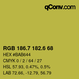 カラーコード: RGB 186.7 182.6 68 | qconv.com