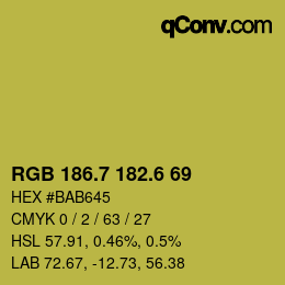 カラーコード: RGB 186.7 182.6 69 | qconv.com