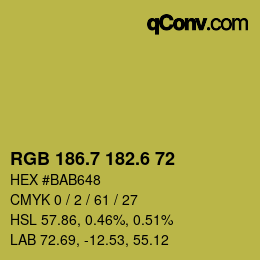 カラーコード: RGB 186.7 182.6 72 | qconv.com