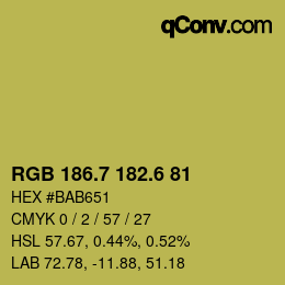 カラーコード: RGB 186.7 182.6 81 | qconv.com