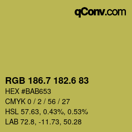 カラーコード: RGB 186.7 182.6 83 | qconv.com