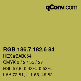 カラーコード: RGB 186.7 182.6 84 | qconv.com