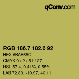 カラーコード: RGB 186.7 182.6 92 | qconv.com
