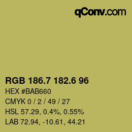 カラーコード: RGB 186.7 182.6 96 | qconv.com