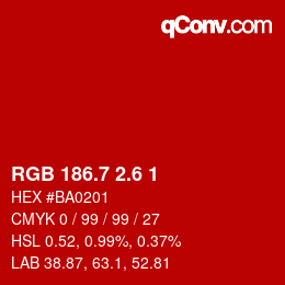 カラーコード: RGB 186.7 2.6 1 | qconv.com