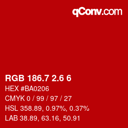 カラーコード: RGB 186.7 2.6 6 | qconv.com