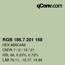 カラーコード: RGB 186.7 201 168 | qconv.com