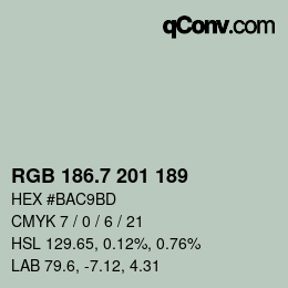 カラーコード: RGB 186.7 201 189 | qconv.com