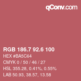 カラーコード: RGB 186.7 92.6 100 | qconv.com