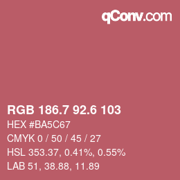 カラーコード: RGB 186.7 92.6 103 | qconv.com