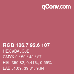 カラーコード: RGB 186.7 92.6 107 | qconv.com