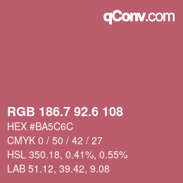 カラーコード: RGB 186.7 92.6 108 | qconv.com