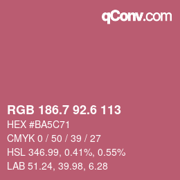 カラーコード: RGB 186.7 92.6 113 | qconv.com
