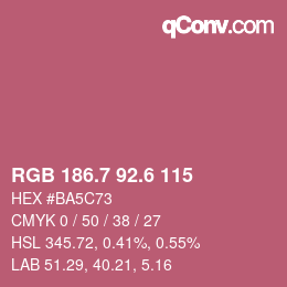 カラーコード: RGB 186.7 92.6 115 | qconv.com