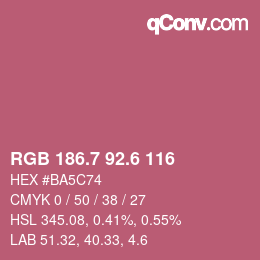 カラーコード: RGB 186.7 92.6 116 | qconv.com