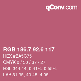 カラーコード: RGB 186.7 92.6 117 | qconv.com
