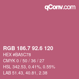 カラーコード: RGB 186.7 92.6 120 | qconv.com