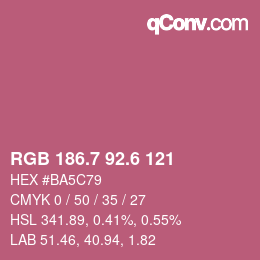 カラーコード: RGB 186.7 92.6 121 | qconv.com