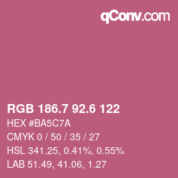 カラーコード: RGB 186.7 92.6 122 | qconv.com