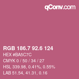 カラーコード: RGB 186.7 92.6 124 | qconv.com