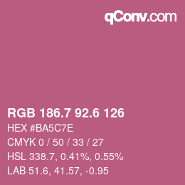 カラーコード: RGB 186.7 92.6 126 | qconv.com