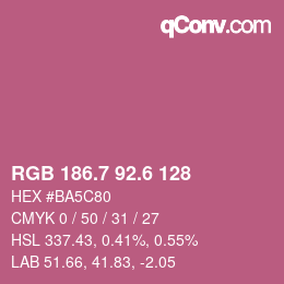 カラーコード: RGB 186.7 92.6 128 | qconv.com