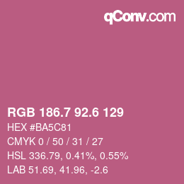 カラーコード: RGB 186.7 92.6 129 | qconv.com