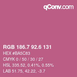 カラーコード: RGB 186.7 92.6 131 | qconv.com