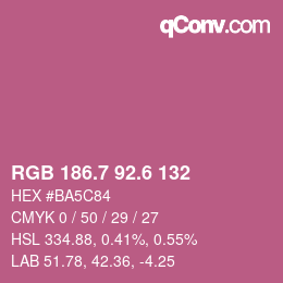 カラーコード: RGB 186.7 92.6 132 | qconv.com