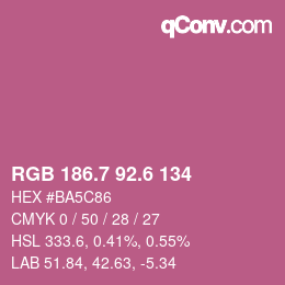 カラーコード: RGB 186.7 92.6 134 | qconv.com