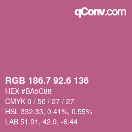 カラーコード: RGB 186.7 92.6 136 | qconv.com