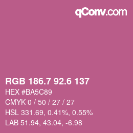 カラーコード: RGB 186.7 92.6 137 | qconv.com