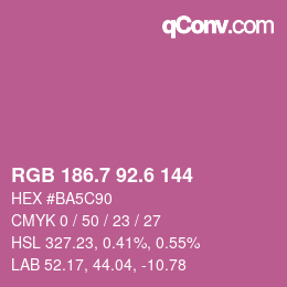 カラーコード: RGB 186.7 92.6 144 | qconv.com