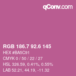 カラーコード: RGB 186.7 92.6 145 | qconv.com