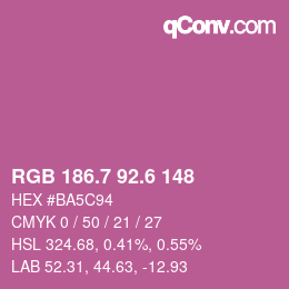 カラーコード: RGB 186.7 92.6 148 | qconv.com
