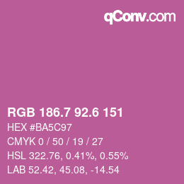 カラーコード: RGB 186.7 92.6 151 | qconv.com