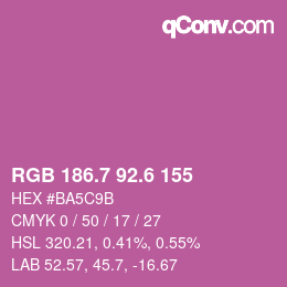カラーコード: RGB 186.7 92.6 155 | qconv.com