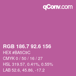 カラーコード: RGB 186.7 92.6 156 | qconv.com