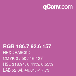 カラーコード: RGB 186.7 92.6 157 | qconv.com