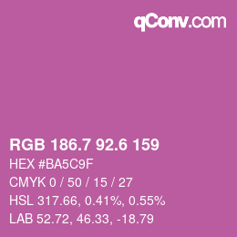 カラーコード: RGB 186.7 92.6 159 | qconv.com