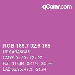 カラーコード: RGB 186.7 92.6 165 | qconv.com