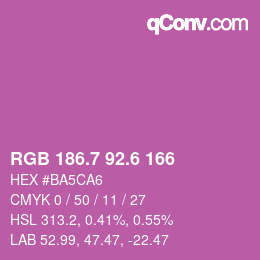 カラーコード: RGB 186.7 92.6 166 | qconv.com