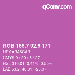 カラーコード: RGB 186.7 92.6 171 | qconv.com